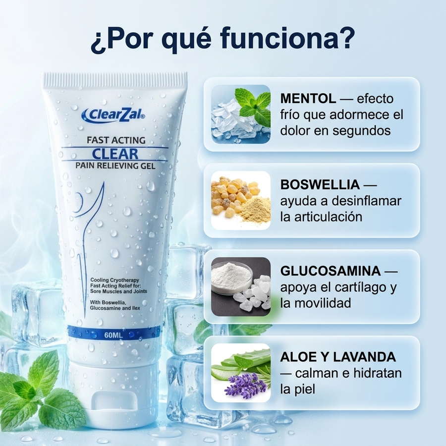 Por qué funciona: mentol, boswellia, glucosamina, aloe y lavanda