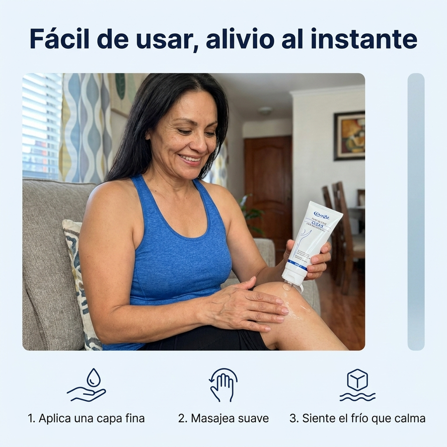 Fácil de usar: aplica, masajea, siente el frío